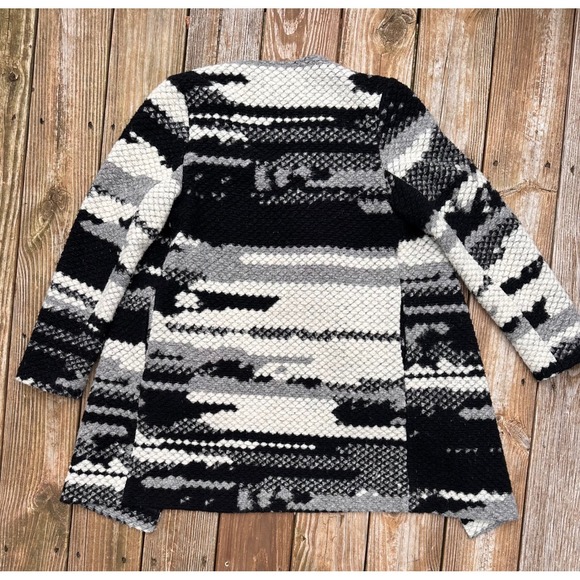 Anthropologie Guest Editor Wool Blend Open-Front Black and White Cardigan Jacket - Picture 4 of 5